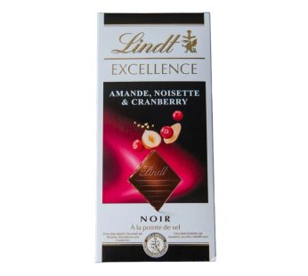 Чорний шоколад Lindt Excellence з горіхами та журавлиною 100 г